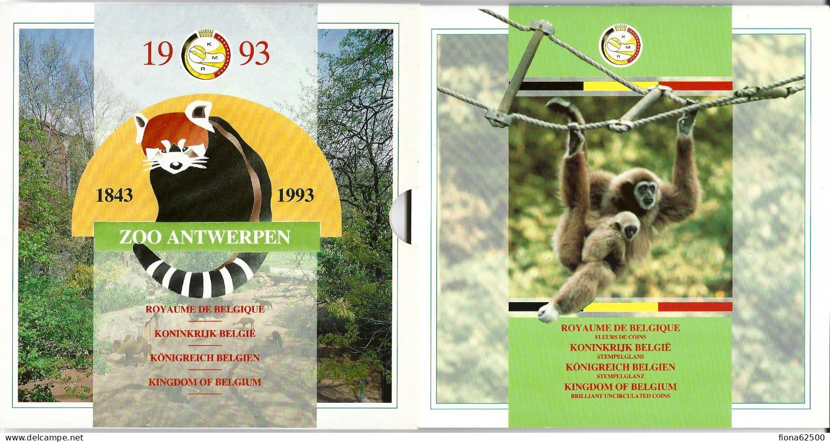 ROYAUME DE BELGIQUE . SERIE FDC 1993 . ZOO ANVERS . - FDC, BU, Proofs & Presentation Cases