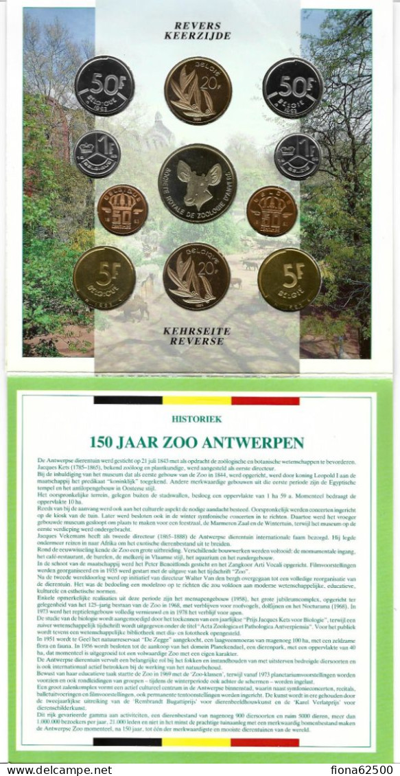 ROYAUME DE BELGIQUE . SERIE FDC 1993 . ZOO ANVERS . - FDC, BU, BE & Coffrets