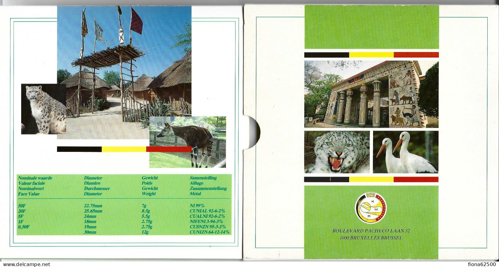 ROYAUME DE BELGIQUE . SERIE FDC 1993 . ZOO ANVERS . - FDEC, BU, BE & Münzkassetten