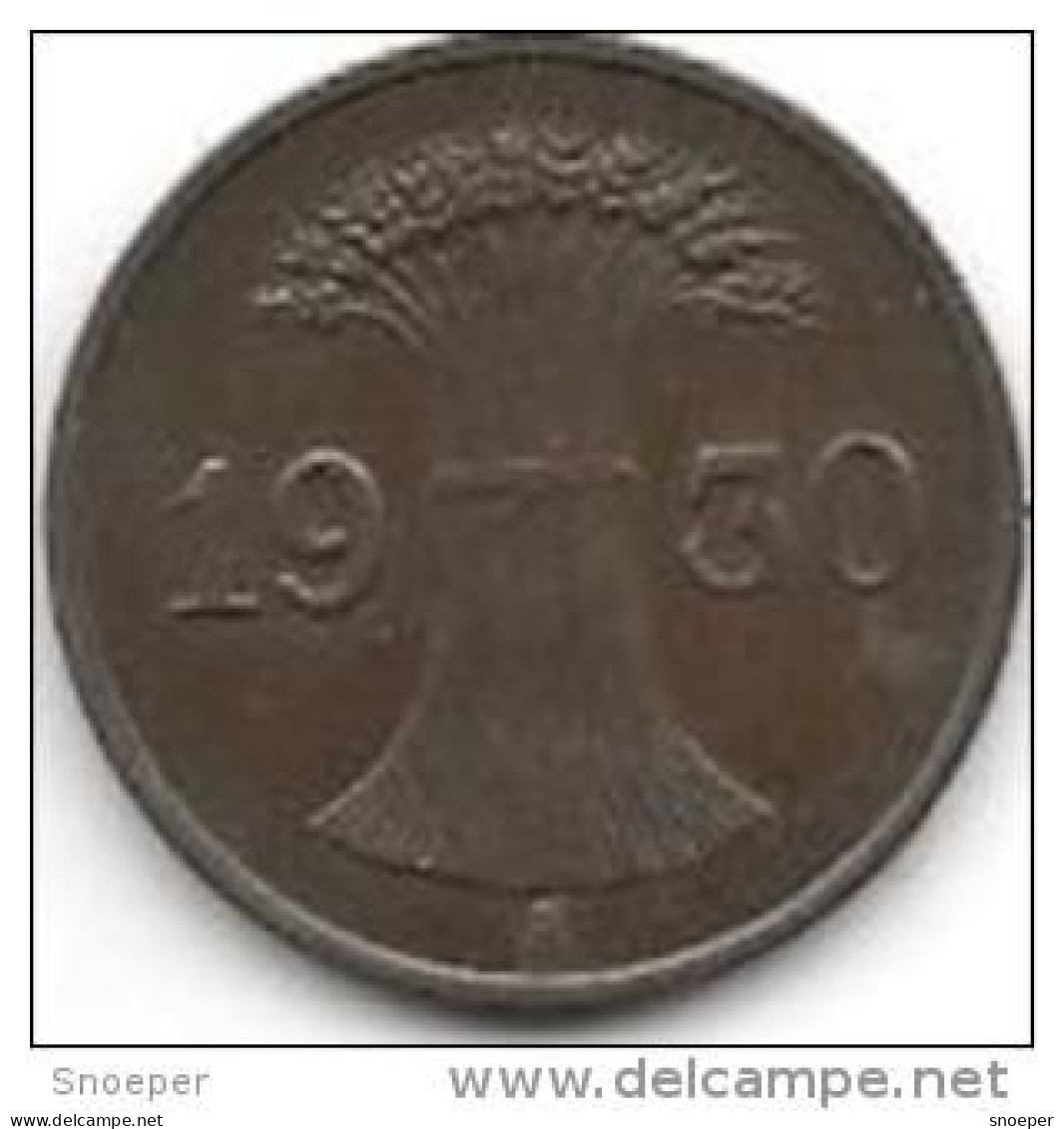 Germany  Weimar 1  Pfennig 1930 A  Km 37    Xf+ - 1 Rentenpfennig & 1 Reichspfennig