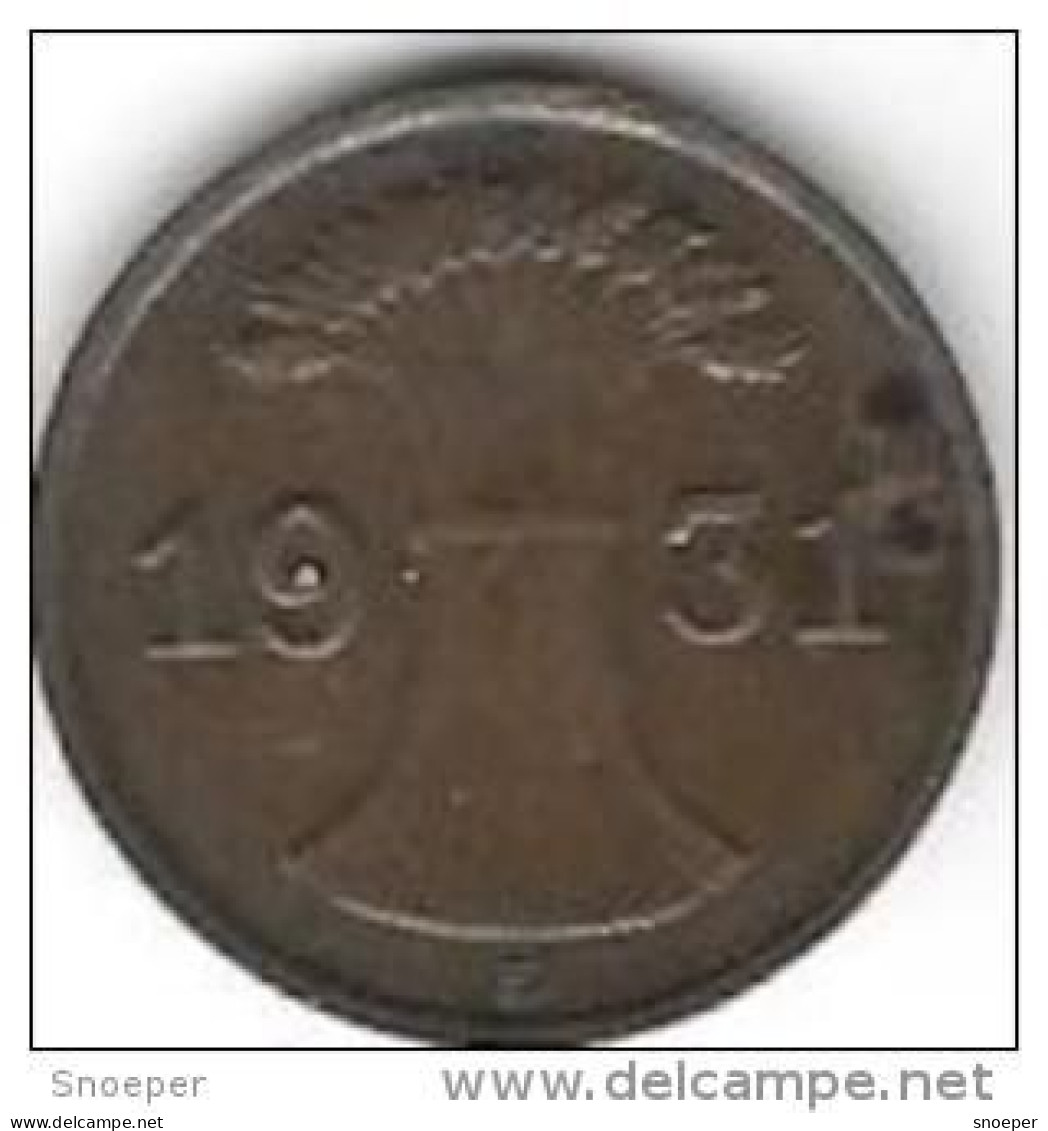 Germany  Weimar 1  Pfennig 1931 E  Km 37    Xf - 1 Renten- & 1 Reichspfennig