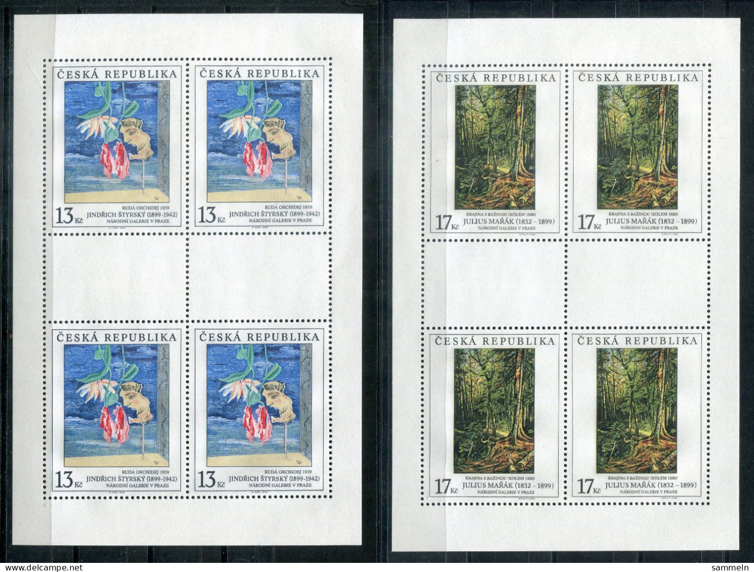 TSCHECHISCHE REPUBLIK 236-238 KB (3) Mnh - Gemälde, Paintings, Peintures - CZECH REPUBLIC / RÉPUBLIQUE TCHÈQUE - Blocks & Kleinbögen