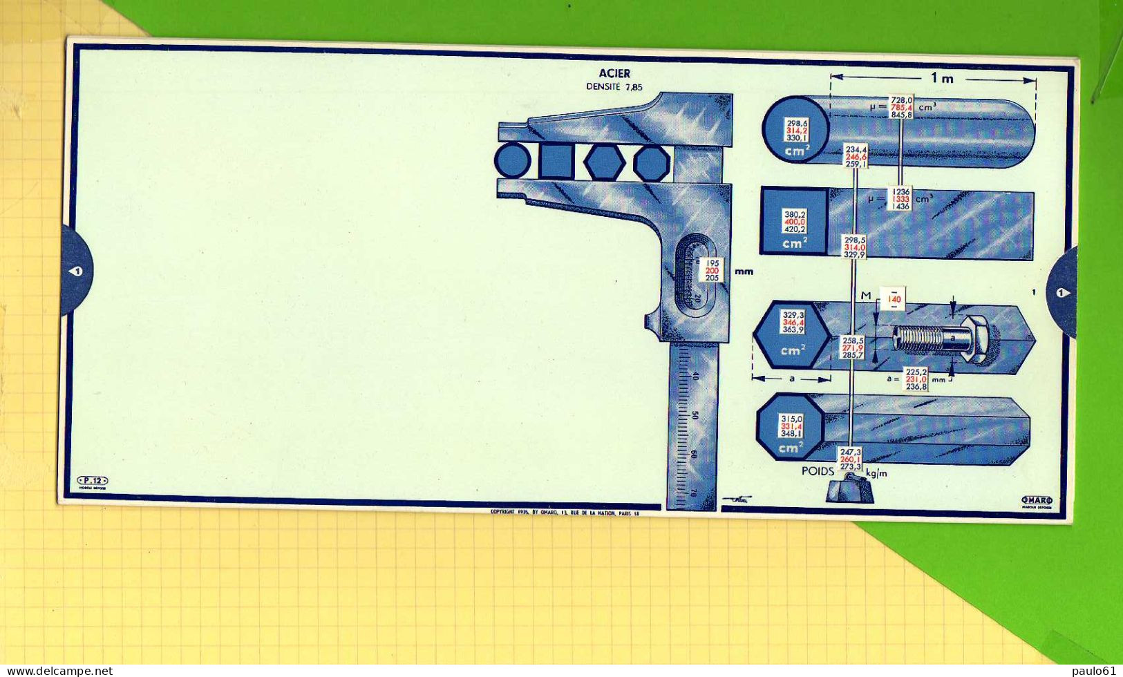 Abaque Regle OMARO : P12 Duretés Toles Fers Plats - Other Apparatus