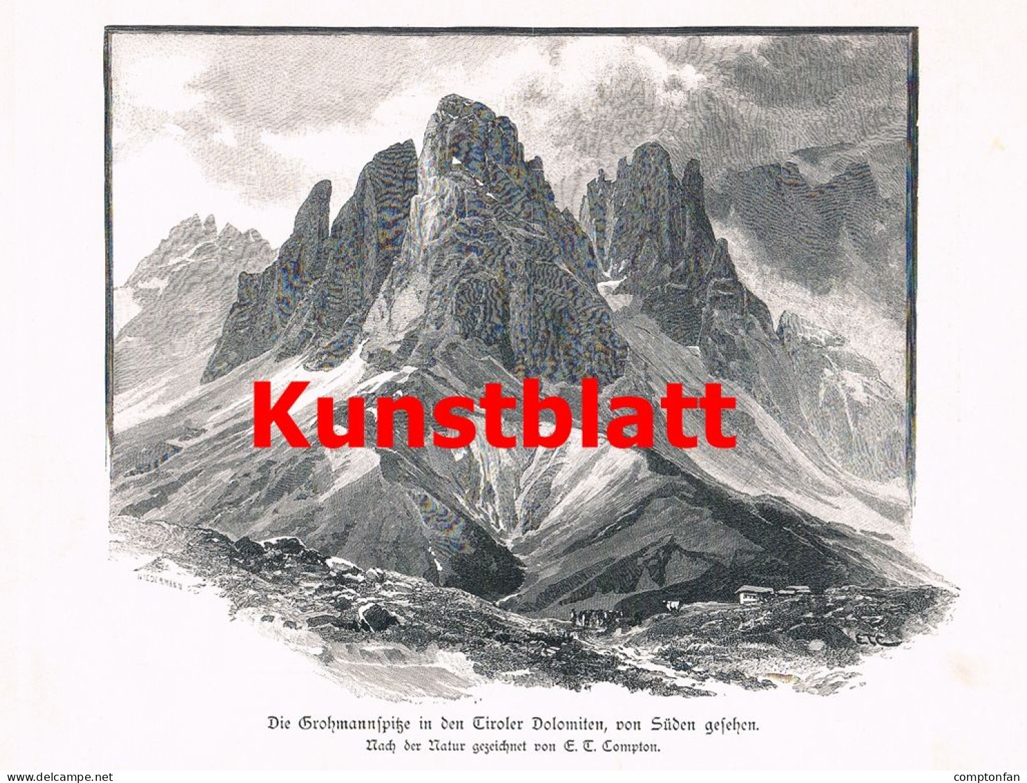 D101 200 E.T. Compton Grohmannspitze Dolomiten Großbild HS 1891!! - Andere & Zonder Classificatie