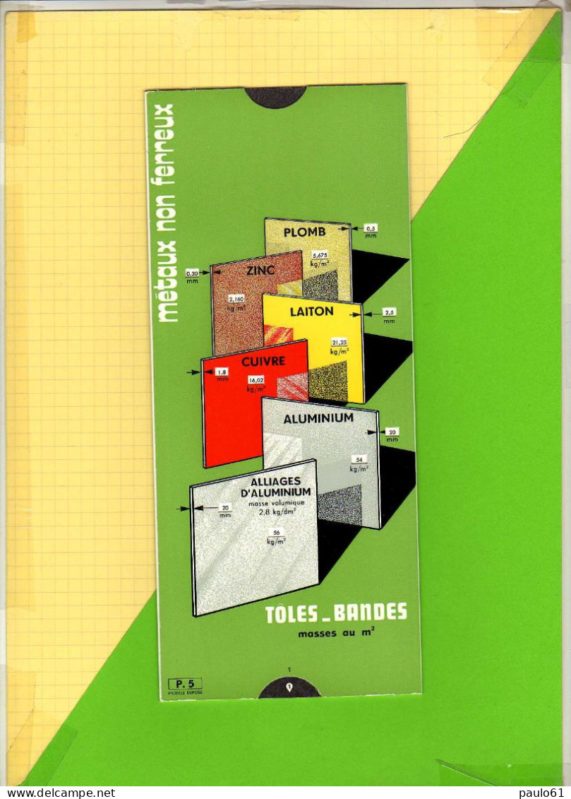 Abaque Regle OMARO : P5 .Calcul Du Poids Des Barres Et Des Plats Non Ferreux - Autres Appareils