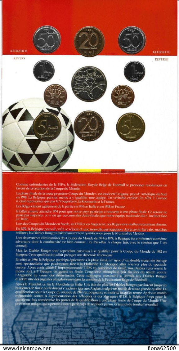 ROYAUME DE BELGIQUE . SERIE FDC 1994 . FOOTBALL . - FDC, BU, Proofs & Presentation Cases