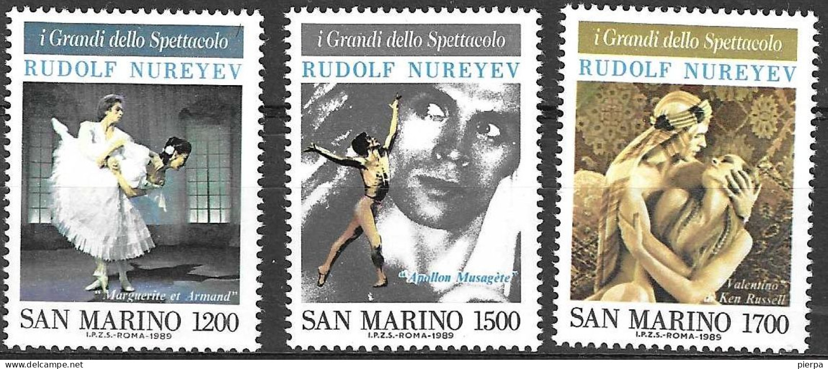 SAN MARINO - 1989 - DANZA NUREYEV - SERIE 3 VALORI - NUOVA MNH** (YVERT 1218\20- MICHEL 1424\6 - SS 1285\7) - Storia Postale