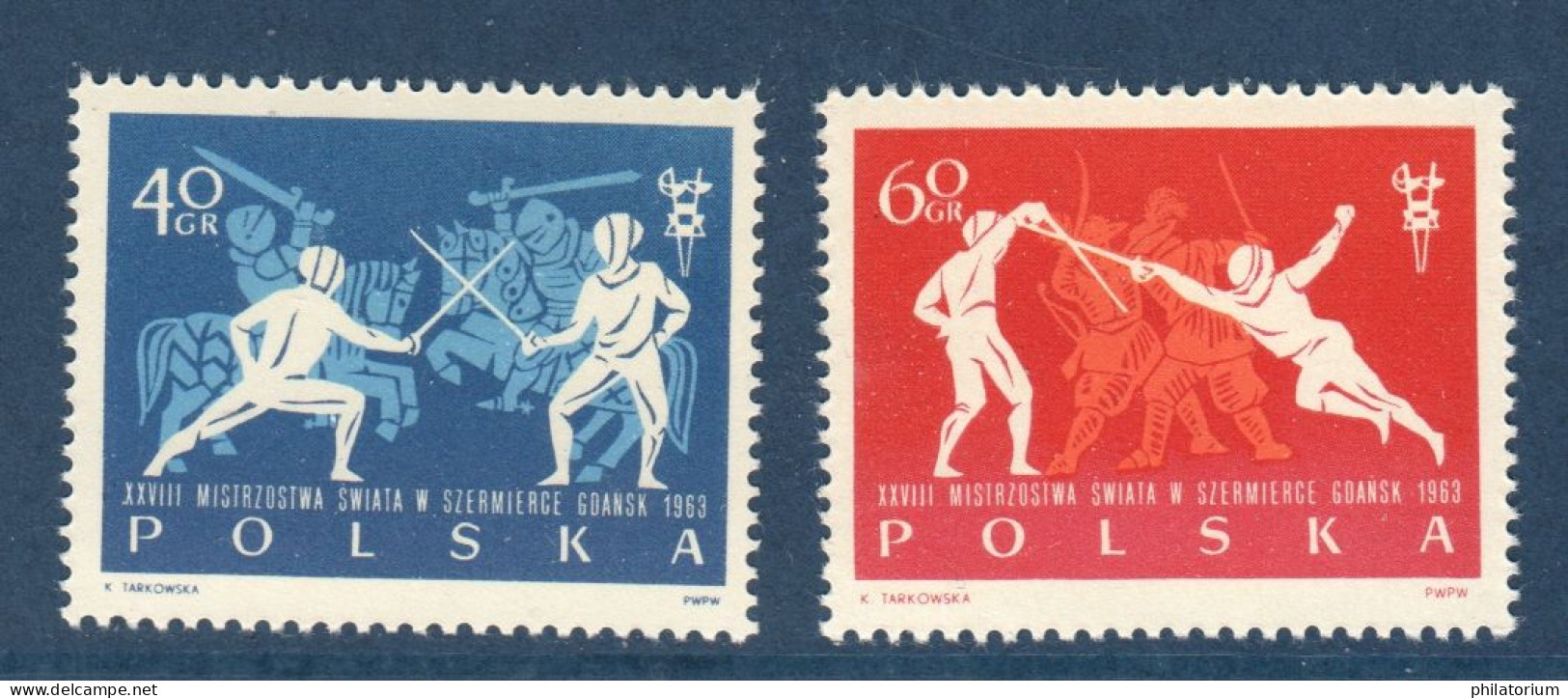 Pologne, Polska, **, Yv 1272, 1273, Mi 1406, 1407A, Championnat Du Monde D'escrime, - Fechten