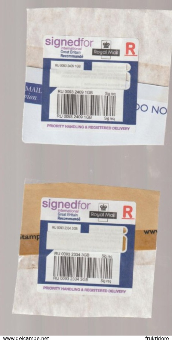 United Kingdom Registered Labels Circulated - Abarten & Kuriositäten