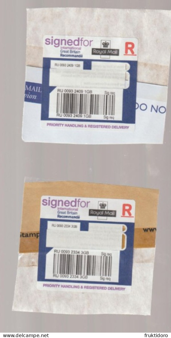 United Kingdom Registered Labels Circulated - Variétés, Erreurs & Curiosités