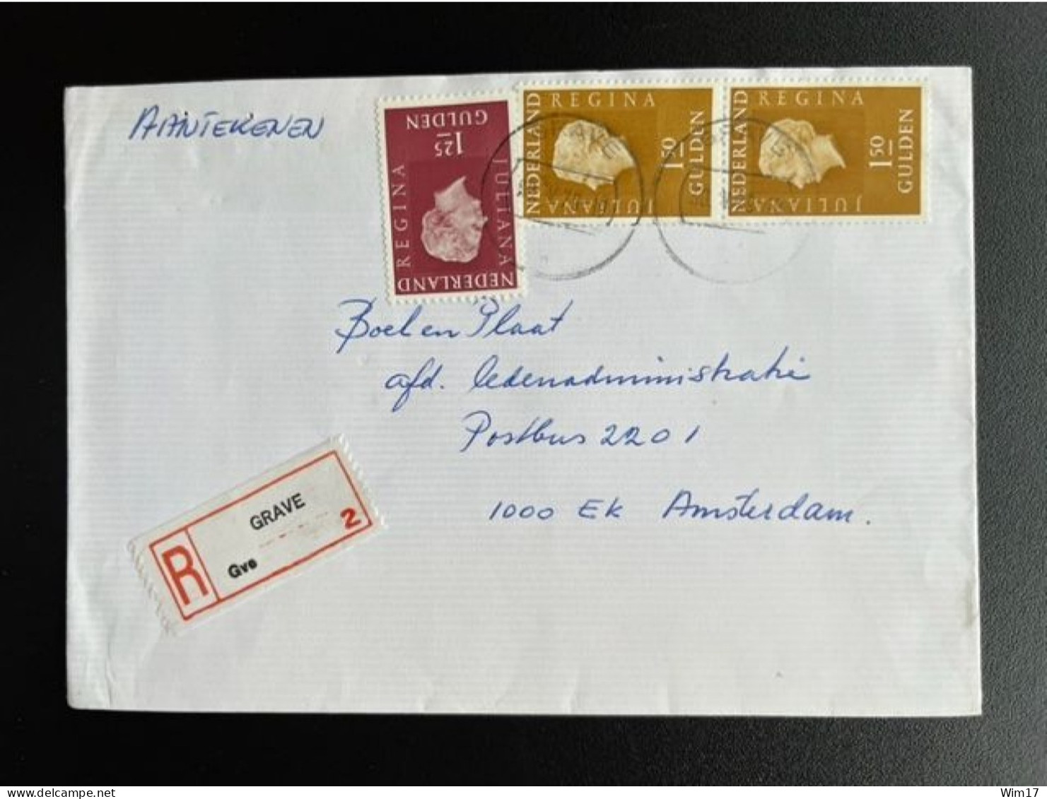 NETHERLANDS 1979 REGISTERED LETTER GRAVE TO AMSTERDAM 30-05-1979 NEDERLAND AANGETEKEND - Storia Postale