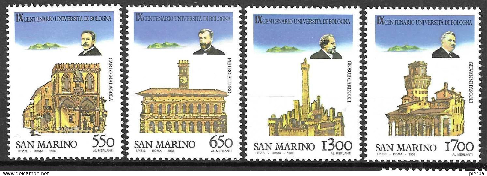 SAN MARINO - 1988 - UNIVERSITA' BOLOGNA - SERIE 4 VALORI - NUOVA MNH** (YVERT 1181\4- MICHEL 1387\90 - SS 1228\31) - Nuovi