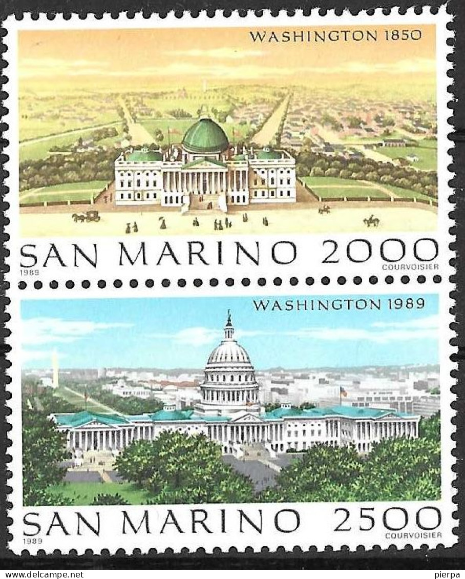 SAN MARINO - 1989 - GRANDI CITTA' -WASHINGTON - DITTICO 2 VALORI - NUOVO MNH** (YVERT 1224\5- MICHEL 1431\2 - SS 1268\9) - Unused Stamps