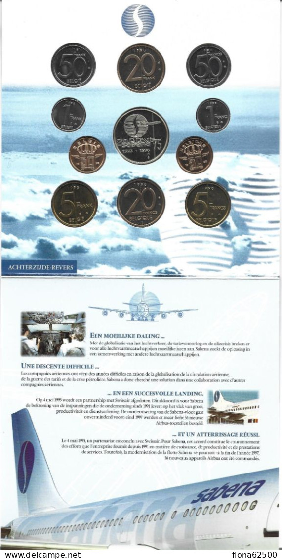 ROYAUME DE BELGIQUE . SERIE FDC 1998 . 75 ANS SABENA . - FDC, BU, BE, Astucci E Ripiani