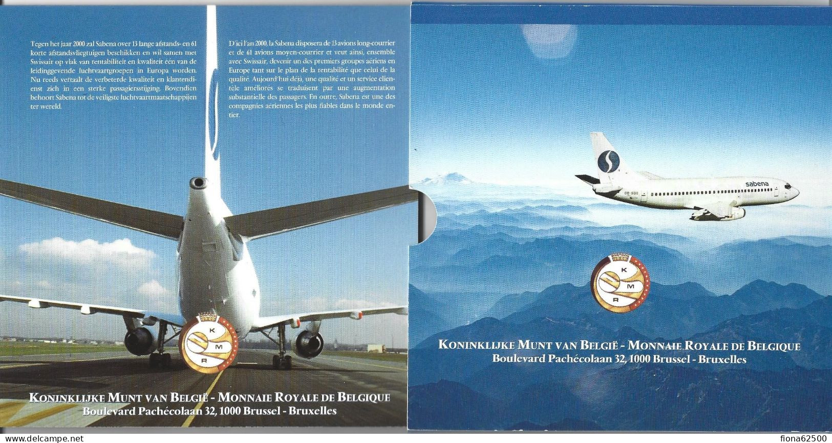 ROYAUME DE BELGIQUE . SERIE FDC 1998 . 75 ANS SABENA . - FDC, BU, BE, Astucci E Ripiani