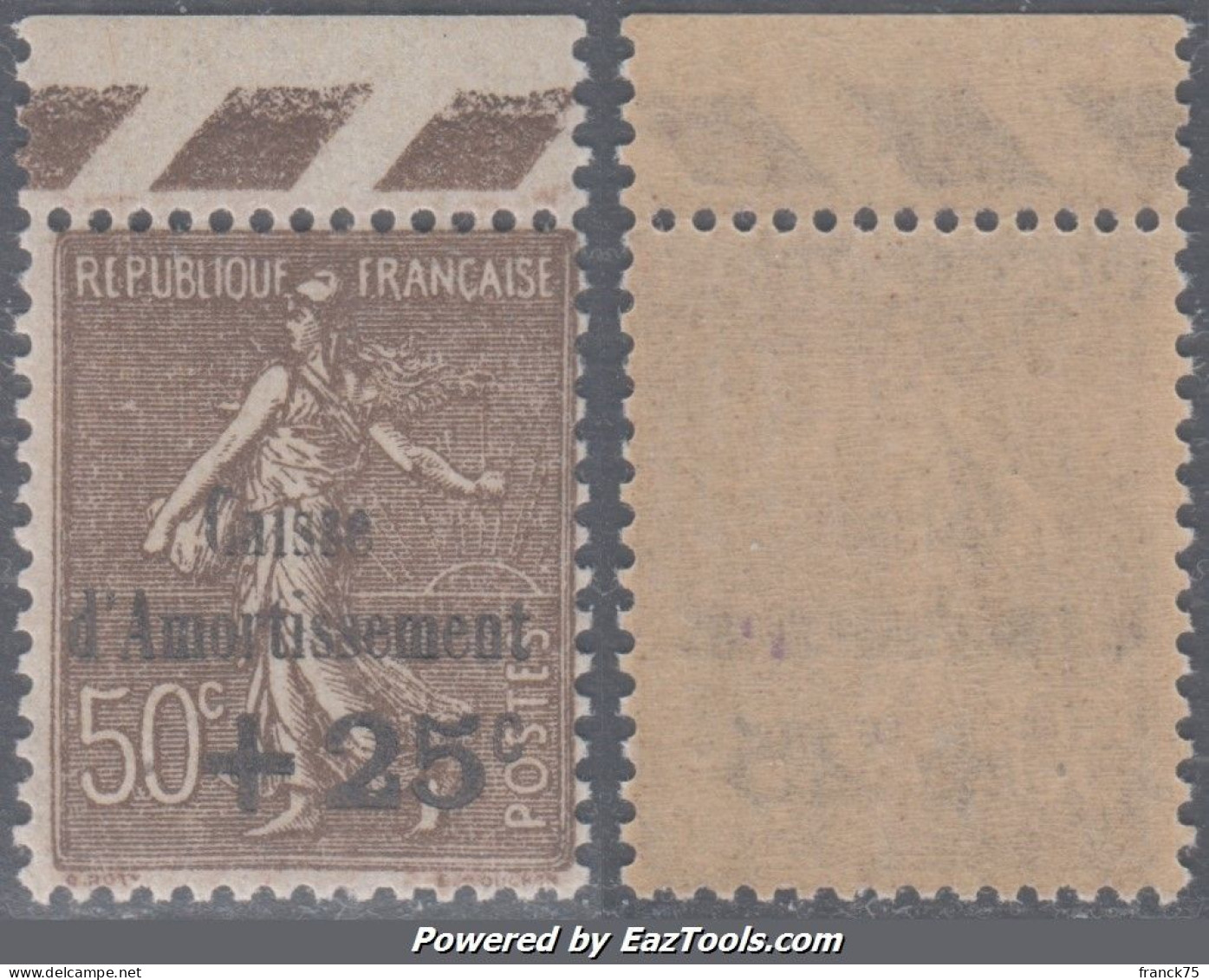 50c De La 4ème Série Caisse D'Amortissement Neuf ** Sans Charnière Superbe (Y&T N° 267, Cote 135€) - 1927-31 Sinking Fund