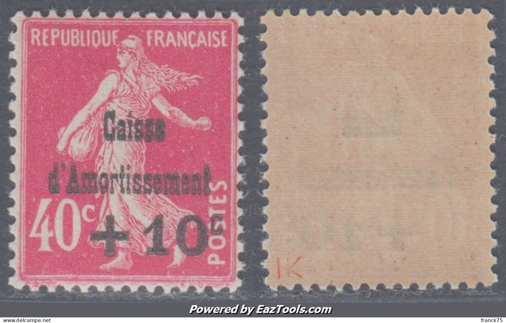 40c De La 4ème Série Caisse D'Amortissement Neuf ** Sans Charnière TB(Y&T N° 266, Cote 85€) - 1927-31 Caisse D'Amortissement