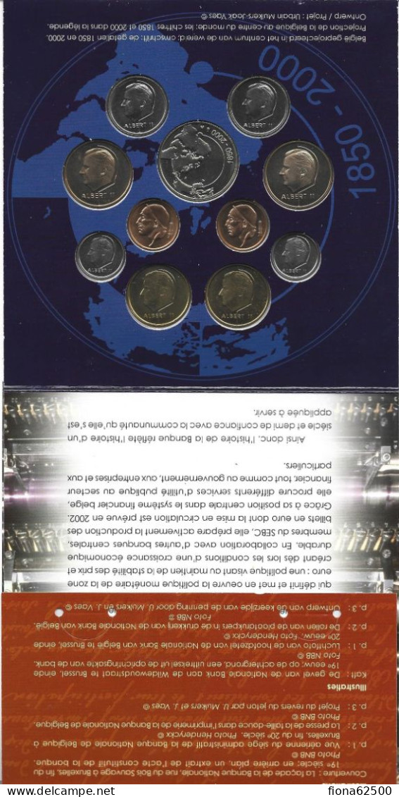 ROYAUME DE BELGIQUE . SERIE FDC 2000 . 150 ANS DE LA BANQUE NATIONALE BELGE . - FDC, BU, Proofs & Presentation Cases