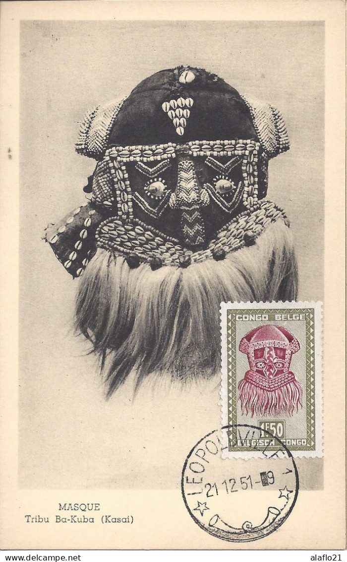 CONGO BELGE - CARTE MAXIMUM - YVERT N° 286A - MASQUE De La TRIBU BA-KUBA - Cartas & Documentos