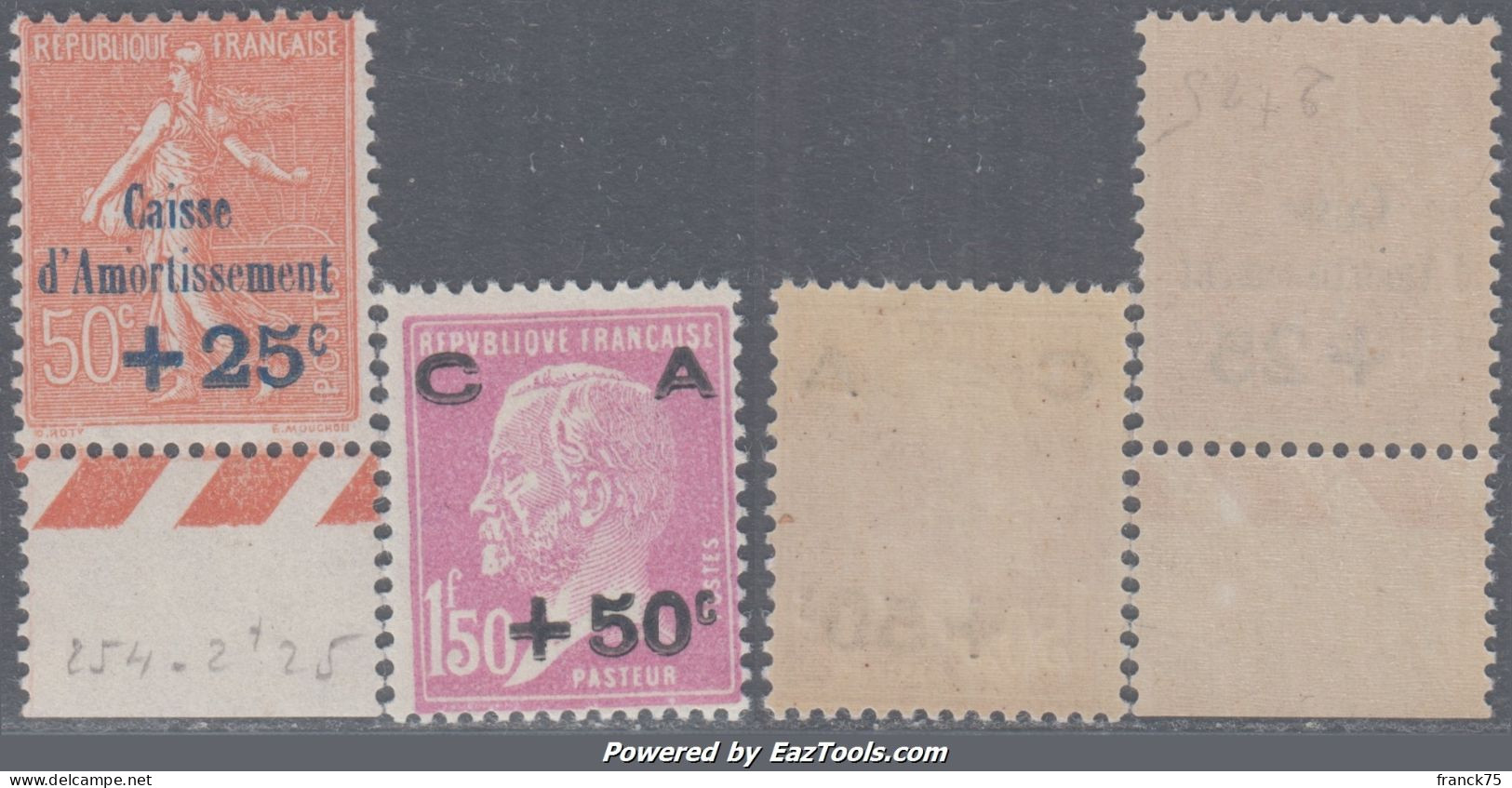 50c Et 1f50 De La 2ème Série Caisse D'Amortissement Neufs ** Sans Charnière TB (Y&T N° 250 Et 251, Cote 195€) - 1927-31 Sinking Fund