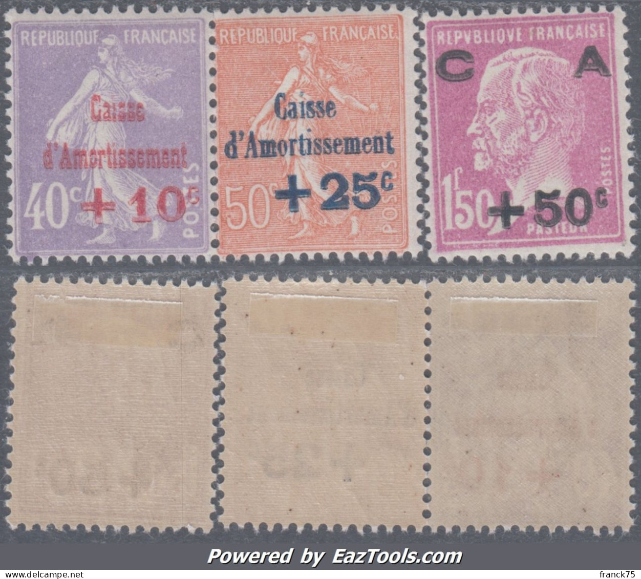 2ème Série Caisse D'Amortissement Neuve * TB (Y&T N° 249 à 251, Cote 107€) - 1927-31 Caisse D'Amortissement