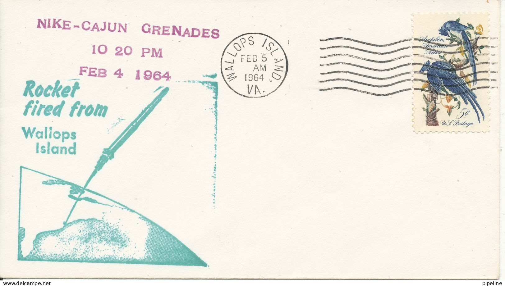 USA Space Cover Rocket Fired From Wallops Islands 4-2-1964 Postmarked 5-2-2964 With Cachet - North  America