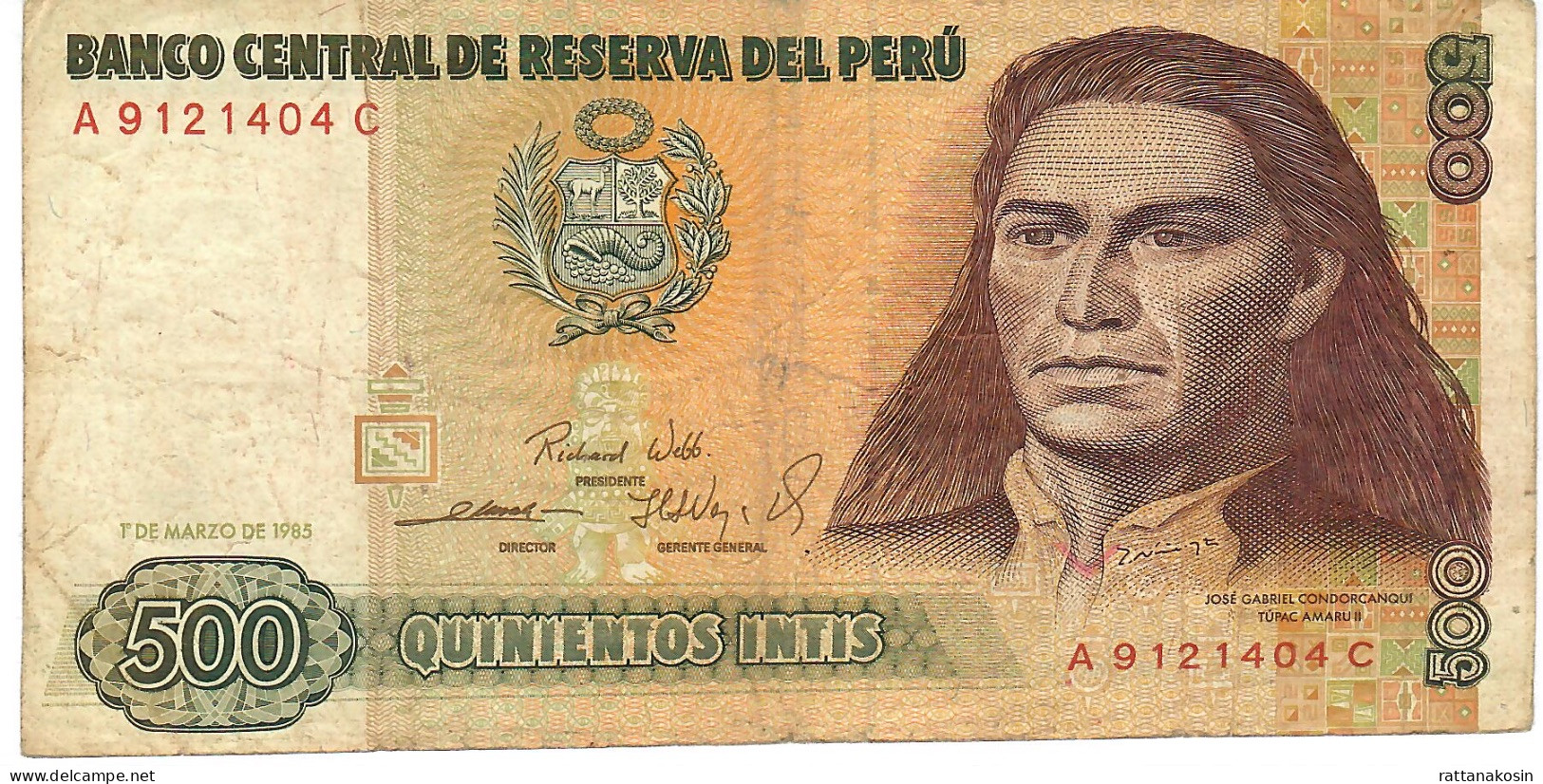 PERU P134a 500 INTIS 1.3.1985  #A/C FINE - Pérou