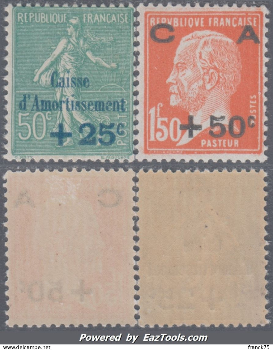 50c Et 1f50 De La 1ère Série Caisse D'Amortissement Neufs ** Sans Charnière TB (Y&T N° 247 Et 248 , Cote 60€) - 1927-31 Caisse D'Amortissement