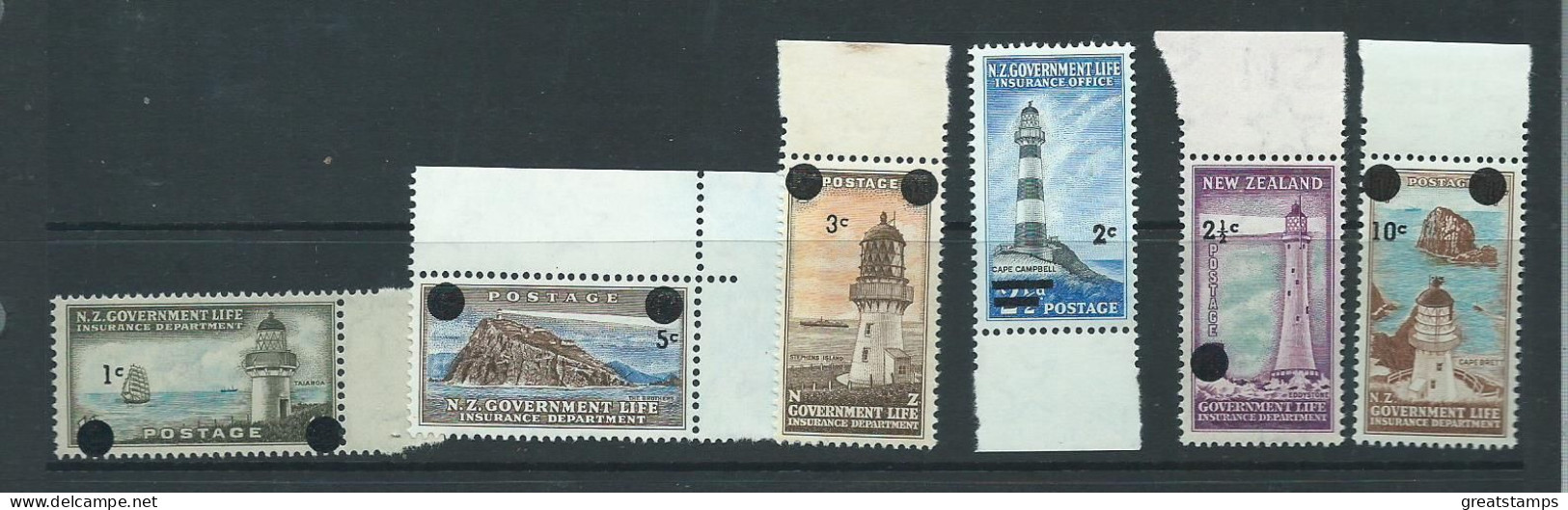 New Zealand Stamps Life Insurance Lighthouse1967 Mnh Set Surcharges - Nuevos