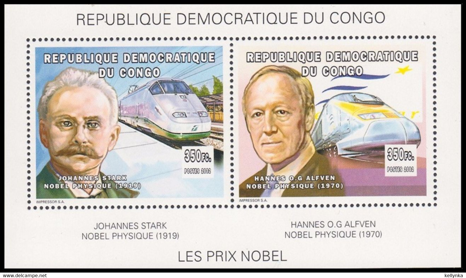 République Démocratique Du Congo - BL226 - Prix Nobel - 2002 - MNH - Ongebruikt