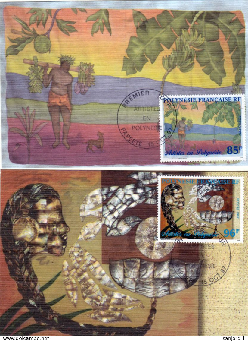 Polynésie 549/552  Peintures 1997 FDC - Cartes-maximum