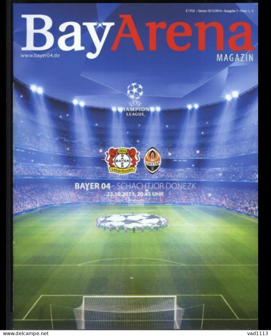 Football Program  UEFA Champions League  2013-14 Bayer 04 Leverkusen Germany -Shakhtar Ukraine - Livres