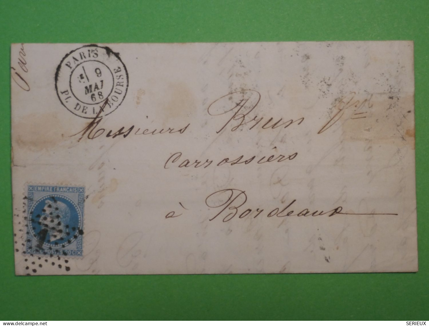 DC0  FRANCE BELLE  LETTRE 1875 ETOILE DE PARIS N°1 BOURSE  A BORDEAUX   +NAPOLEON N°29     +AFF. INTERESSANT + - 1849-1876: Période Classique