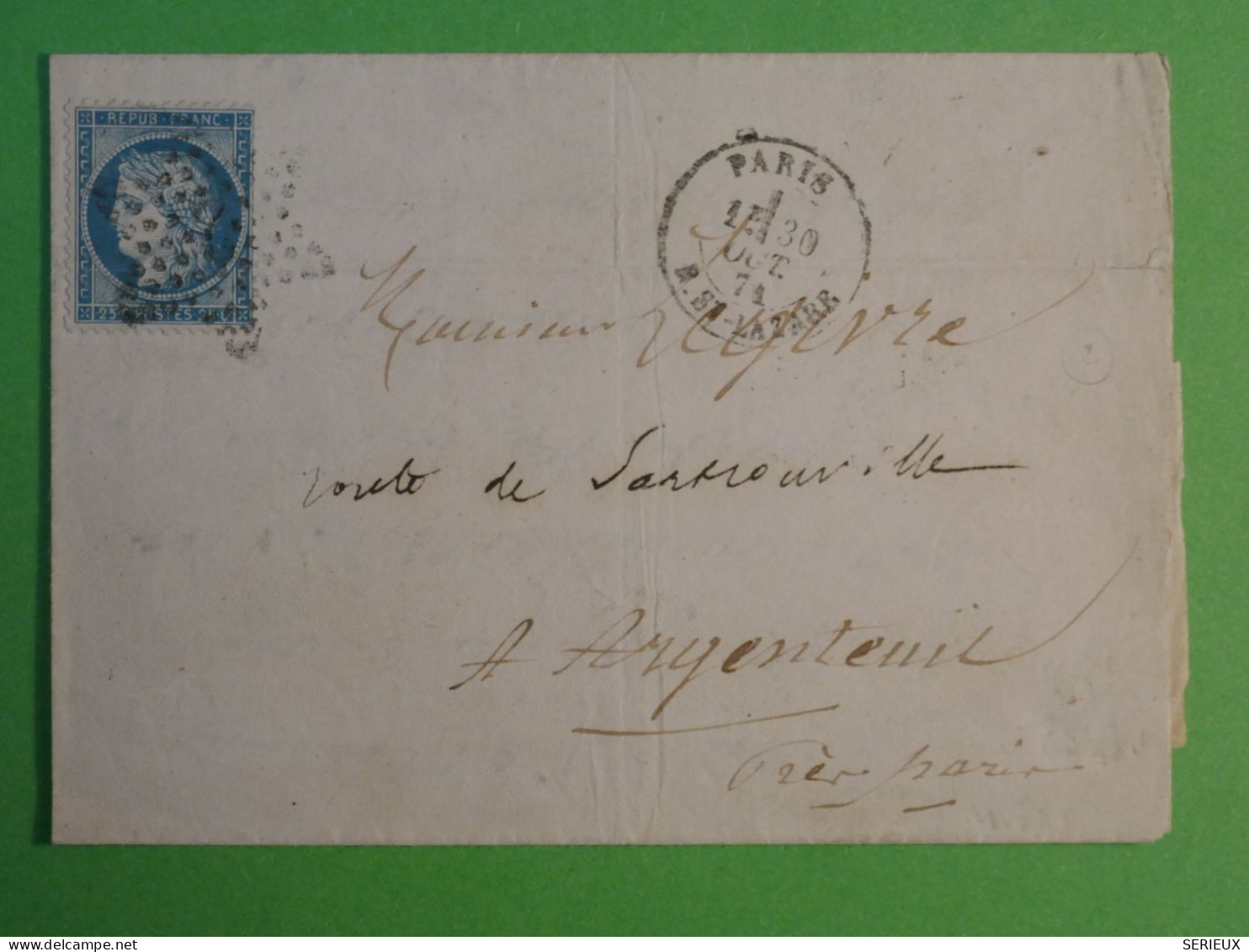 DC0  FRANCE BELLE  LETTRE 1871 ETOILE DE PARIS N°2  A  ARGENTEUIL  +CERES N°60  ++AFF. INTERESSANT++ - 1849-1876: Période Classique