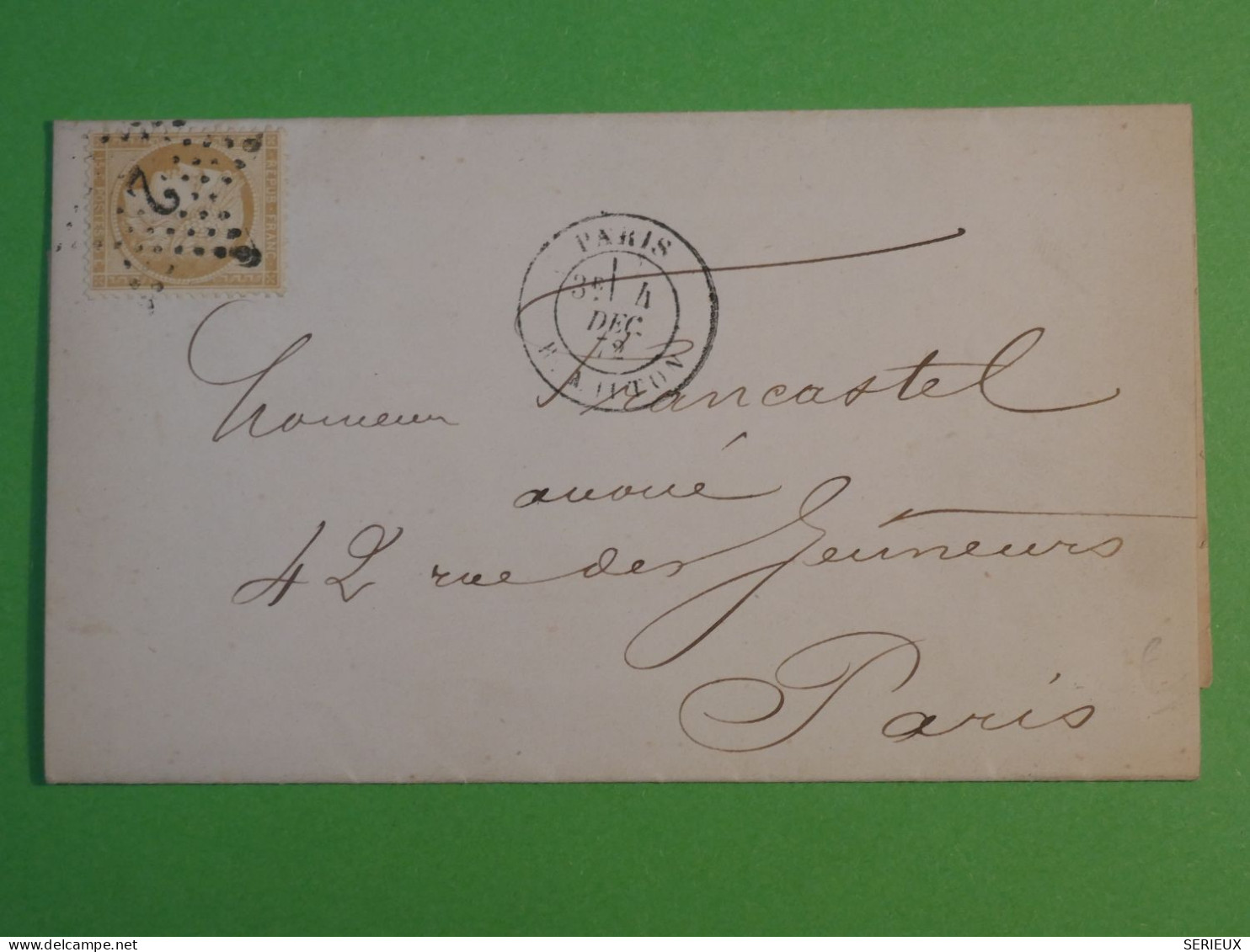 DC0  FRANCE BELLE  LETTRE RR 1872 ETOILE DE PARIS N°2  MILTON   +CERES 15C  ++AFF. INTERESSANT++ - 1849-1876: Période Classique