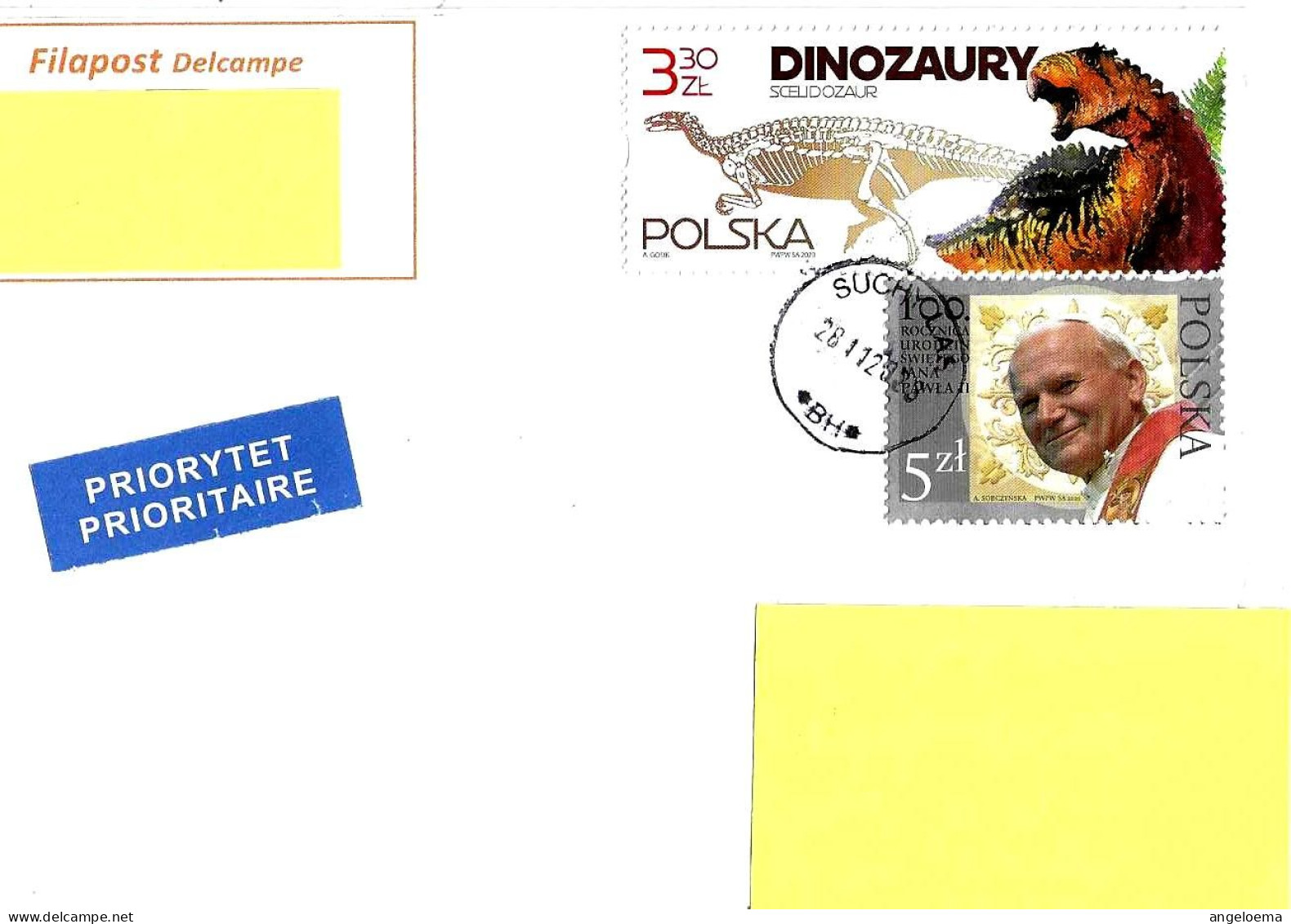 POLONIA POLAND POLSKA - 2023 Lettera Per Italia Con 2 Francobolli (2020 Dinosauri E Papa Giovanni Paolo II) - 11094 - Briefe U. Dokumente