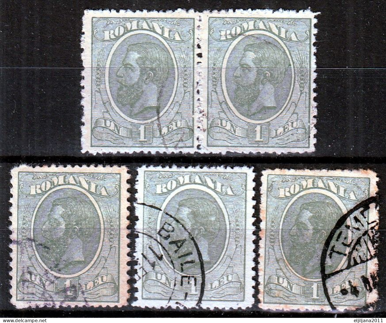 ⁕ Romania 1918/19 Rumänien ⁕ Prince Karl I / King Carol I. 1 Lei Mi.246 ⁕ 5v Used - Oblitérés