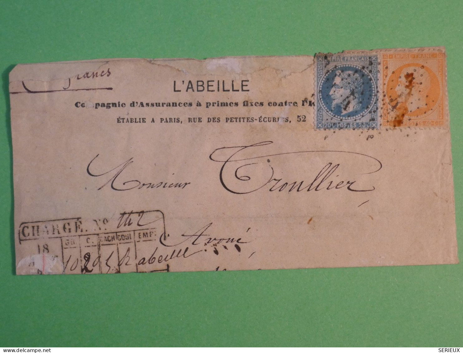 DC0  FRANCE   BANDE IMPRIMéS RARE  1866  ETOILE DE PARIS N°4 SUR NAPOLEON 20C  ET 40C POUR VALENCE ++AFF. INTERESSANT++ - 1849-1876: Période Classique