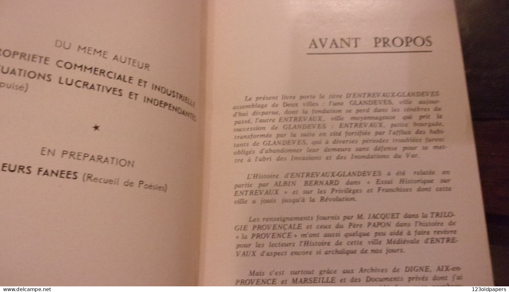 1962 ENTREVAUX "Glandèves" Cité Médiévale De Provence, Son Rôle Glorieux Et Prestigieux à Travers L'Histoire - Provence - Alpes-du-Sud