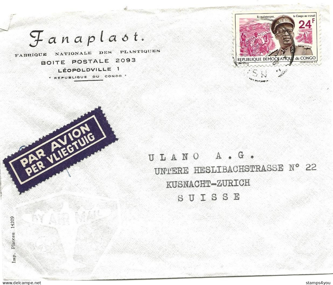 127 - 28 - Enveloppe Envoyée De Leopoldville En Suisse - Briefe U. Dokumente