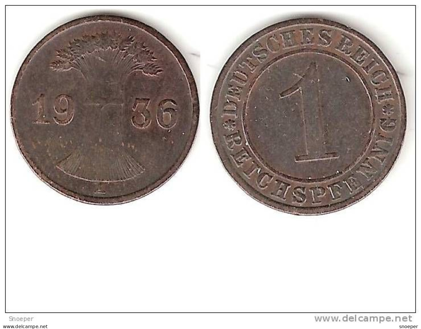 Germany Weimar Rep. 1 Pfennig 1936 A Xf !!!    * - 1 Rentenpfennig & 1 Reichspfennig