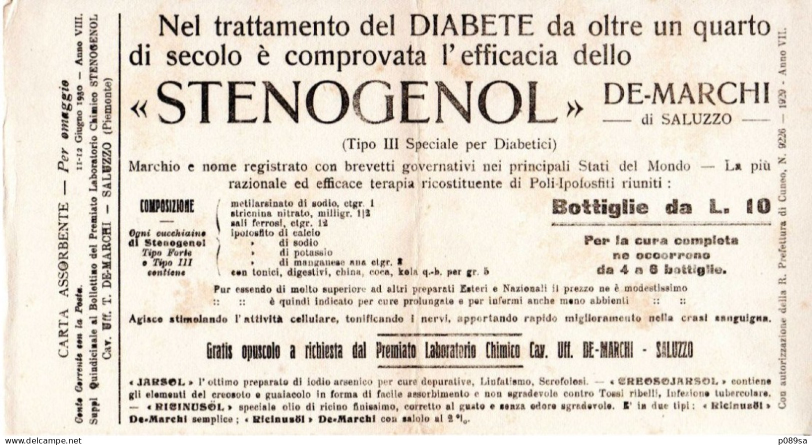 CARTA ASSORBENTE STENOGENOL 1930 - M