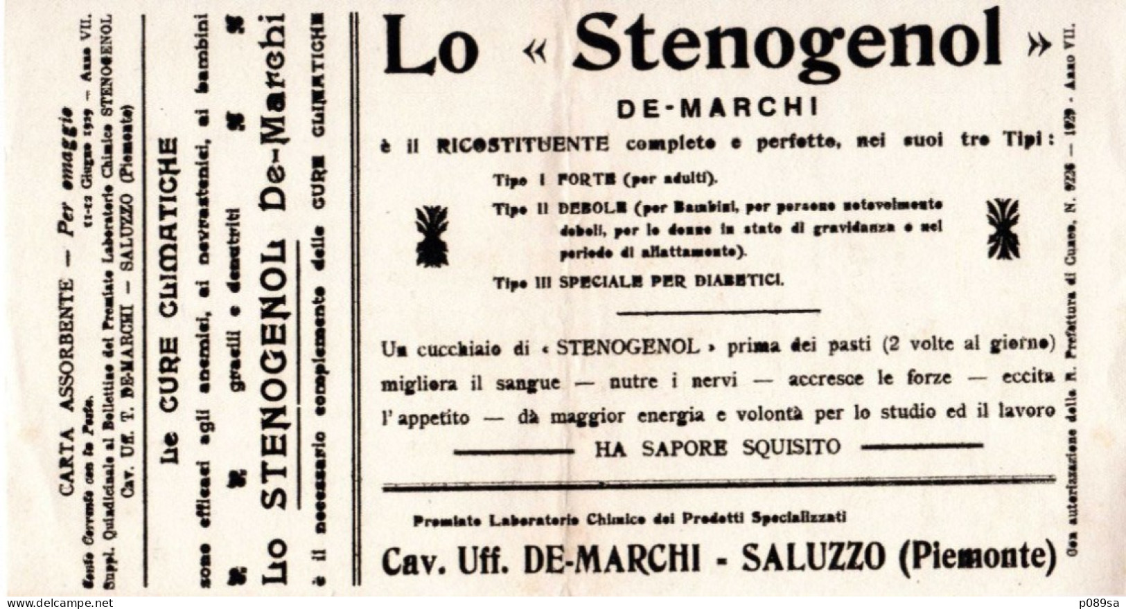 CARTA ASSORBENTE STENOGENOL 1929 - M