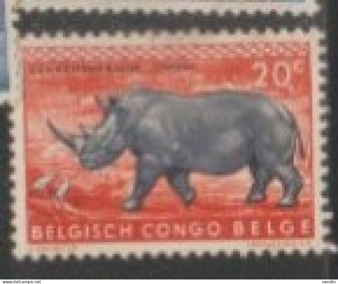 1959 BELGIAN CONGO  STAMP USED On Fauna/Mammals/white Rhinoceros(Ceratotherium Simum ) - Rhinoceros