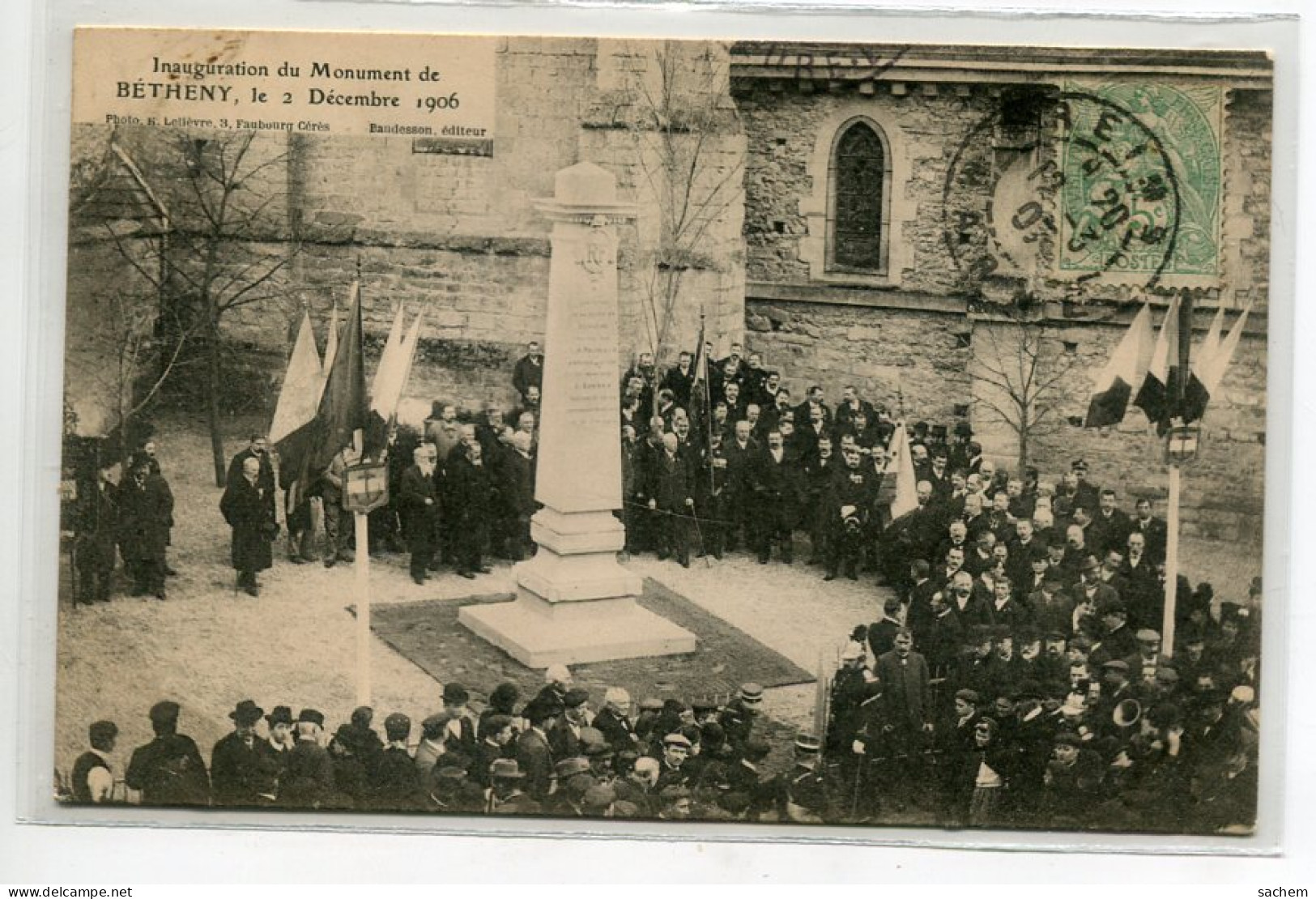 51 BETHENY Inauguration Du Monument Aux Morts Le 2 Décembre 1906 Guerre 1870 Foule Place Village Pres Eglise   D07 2022 - Bétheny