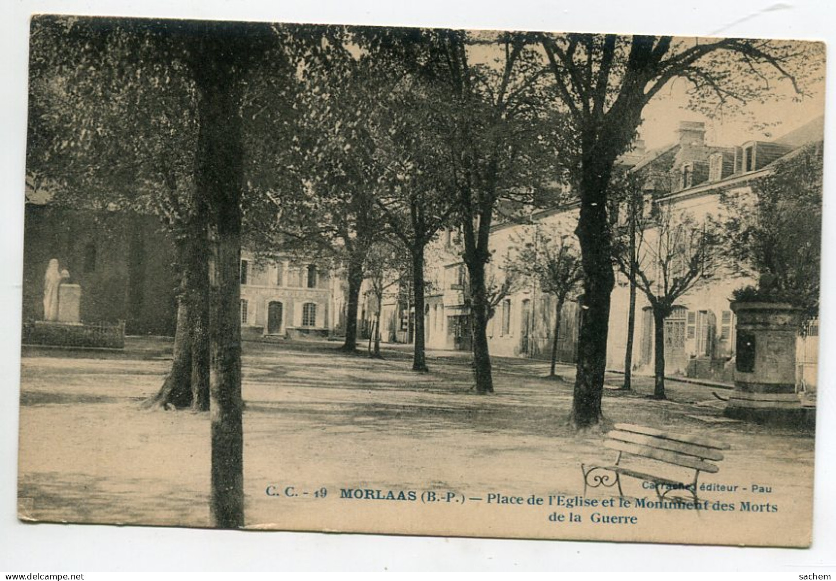 64 MORLAAS Monument Morts Guerre Place Eglise Et Ses Arbres écrite En 1927 Hotel De La Paix   D07 2022 - Morlaas