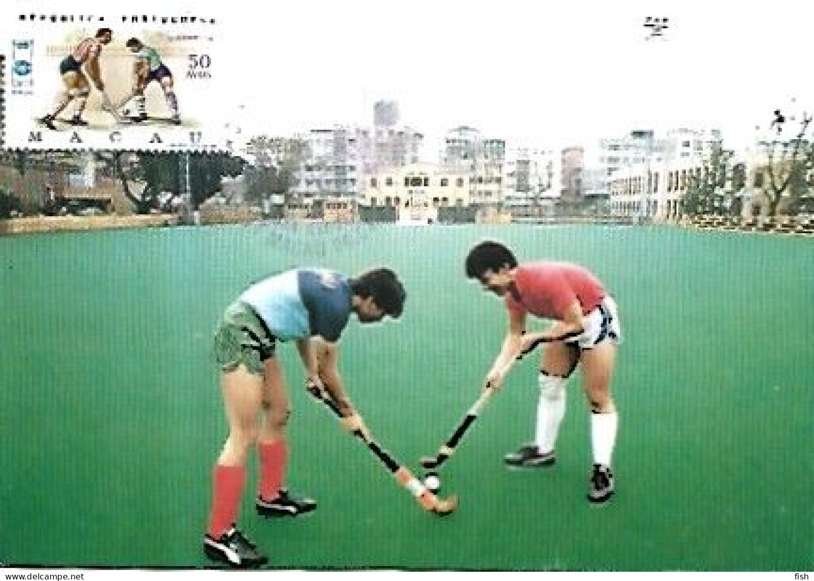 Macau & Maximum, Field Hockey,  Escolar Box Sports Venue, Laying Of Artificial Grass, Macau 1986 (66764 - Jockey (sobre Hierba)