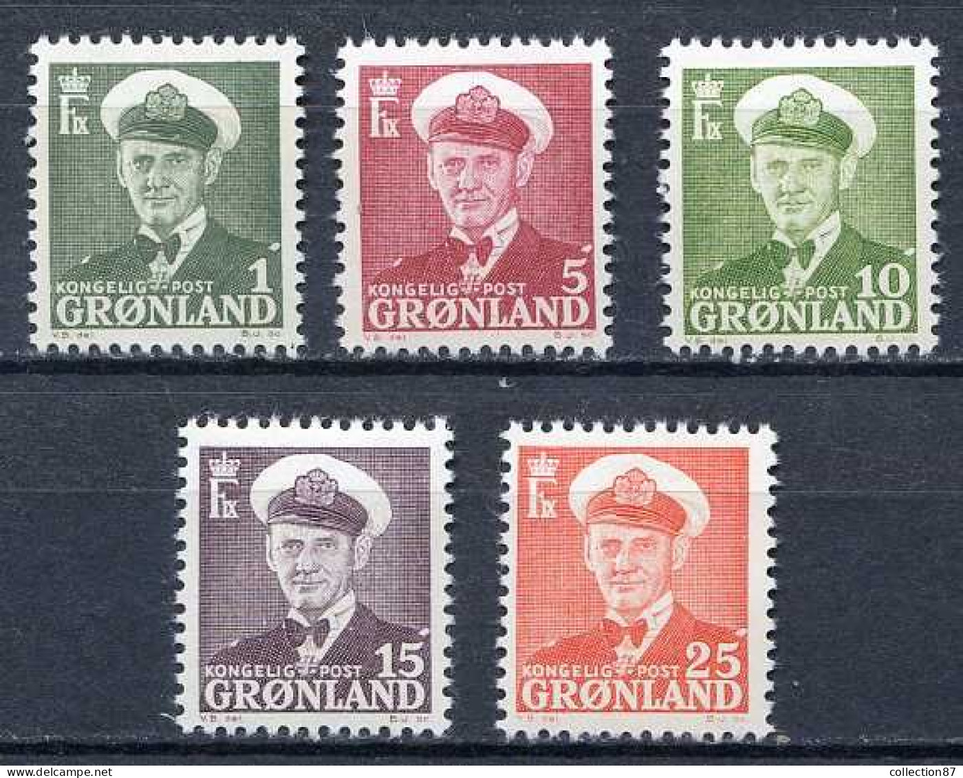 Réf 79 < GROENLAND < Yvert N° 19 à 23 * Neuf Ch. - MH * < Frédéric IX - Unused Stamps