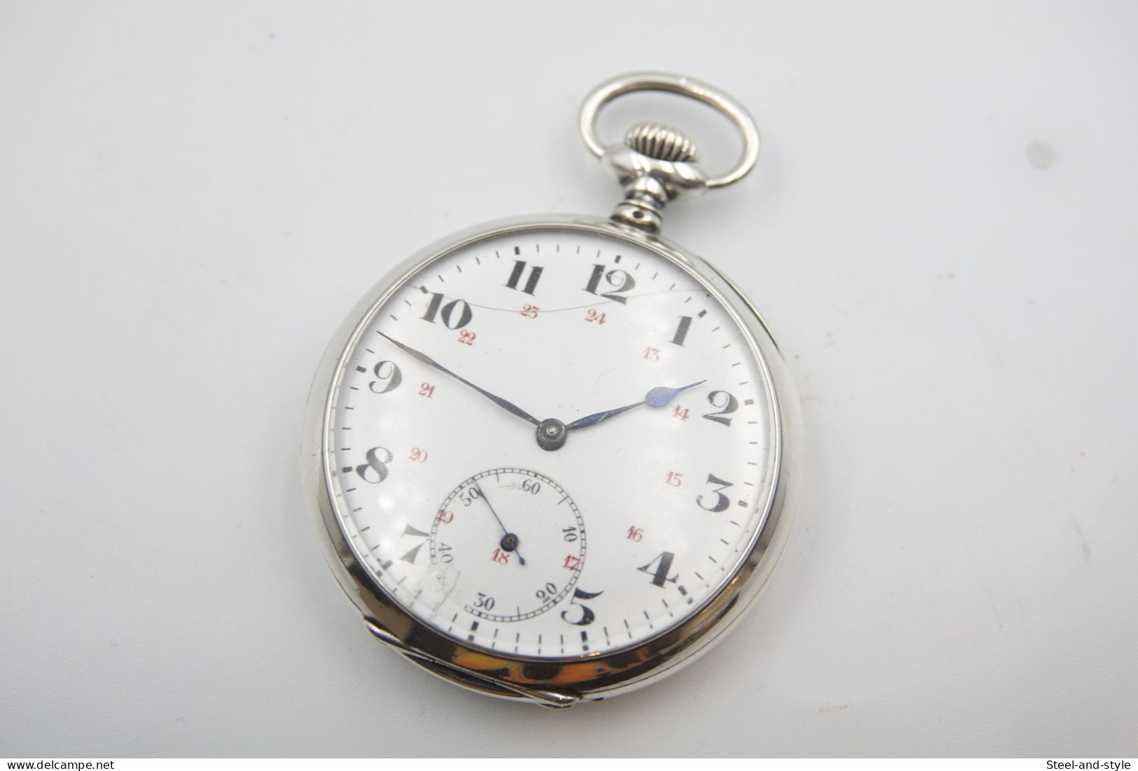 Watches : POCKET WATCH SOLID SILVER MEN SPIRAL BREGUET 18-1900's - Original - Running - Orologi Da Polso