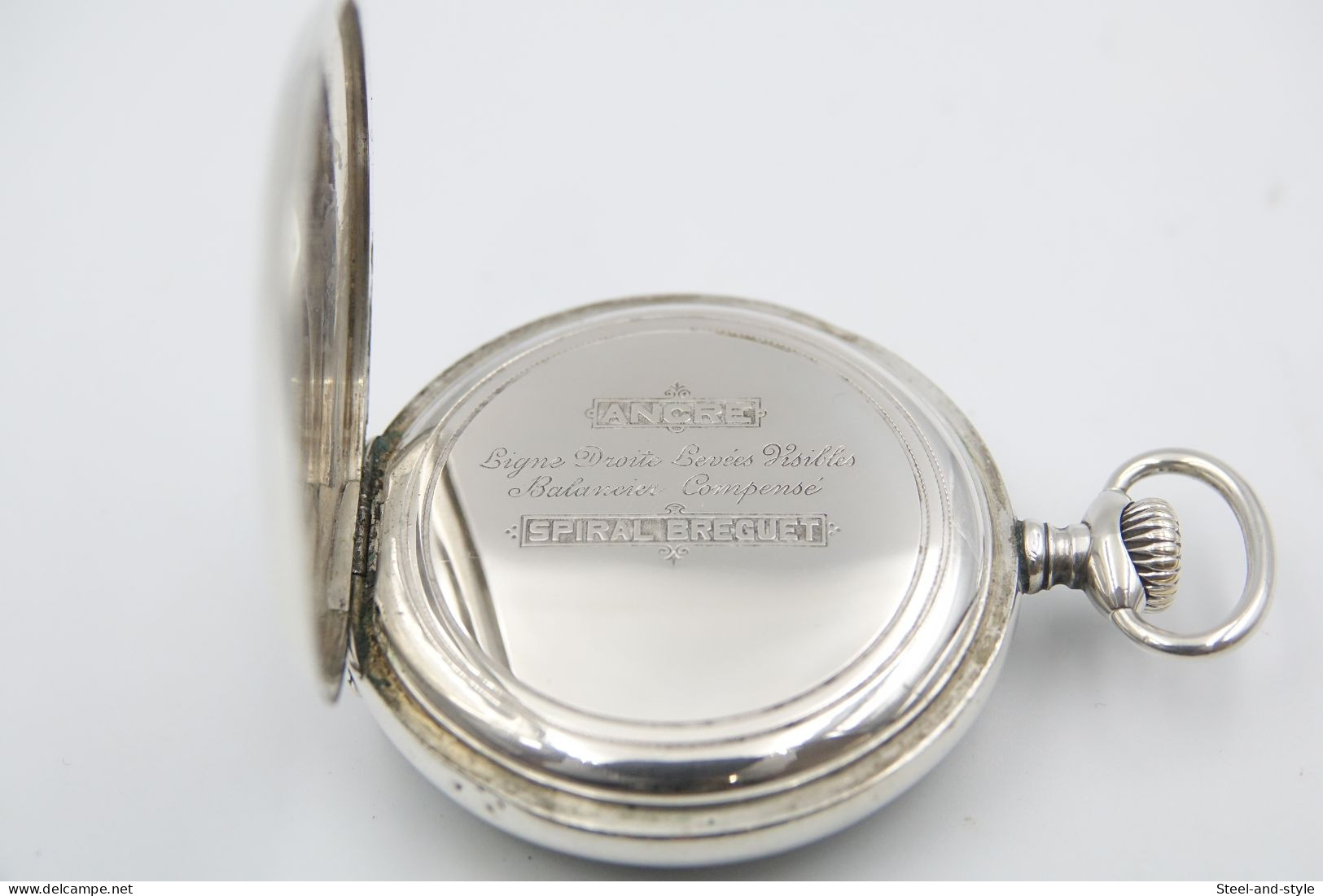 Watches : POCKET WATCH SOLID SILVER MEN SPIRAL BREGUET 18-1900's - Original - Running - Taschenuhren